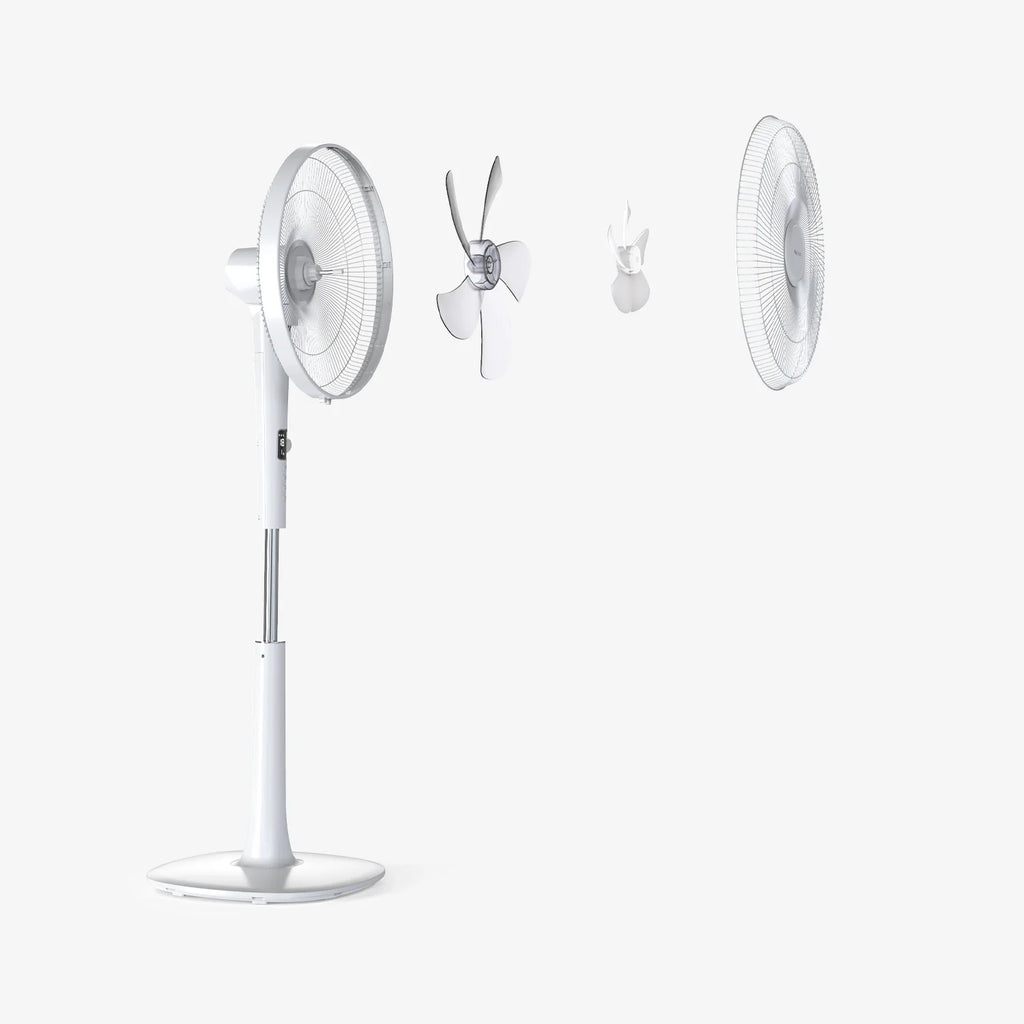 16" Pedestal Fan - Low Energy DC Motor, 3 Operating Modes & Remote Control - White