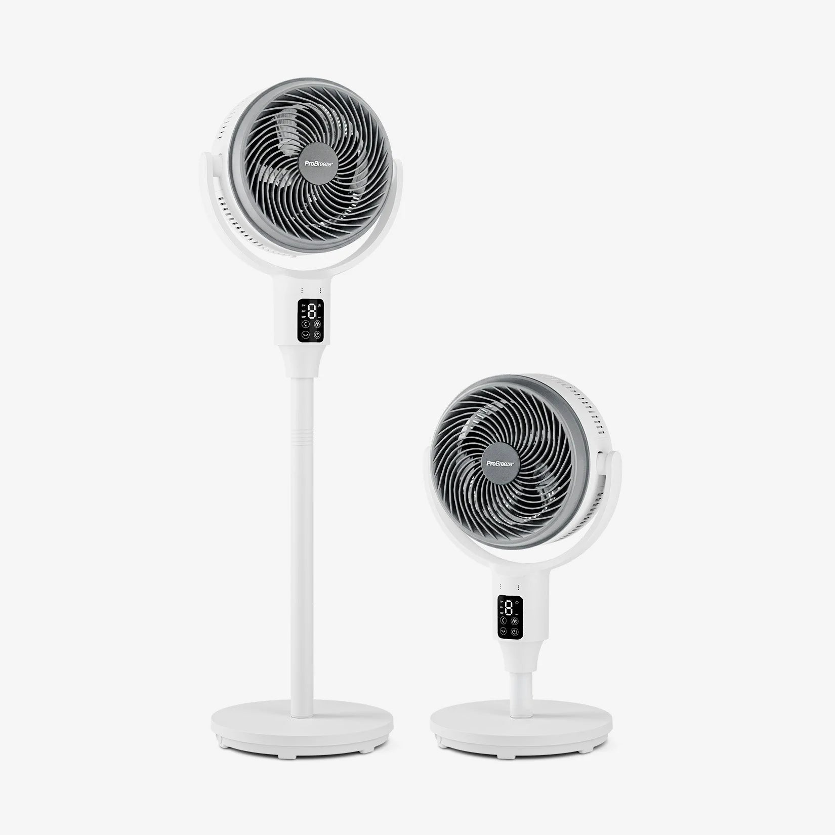 AirFlo™ 43" Hybrid Pedestal Fan - Ultra-Quiet Air Circulator - White/Grey