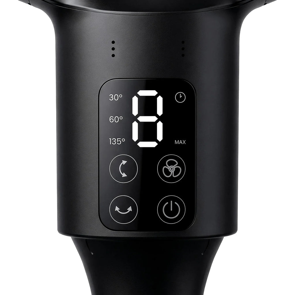 AirFlo Plus™ 44" Smart Hybrid Pedestal Fan - Ultra-Quiet Air Circulator - Black