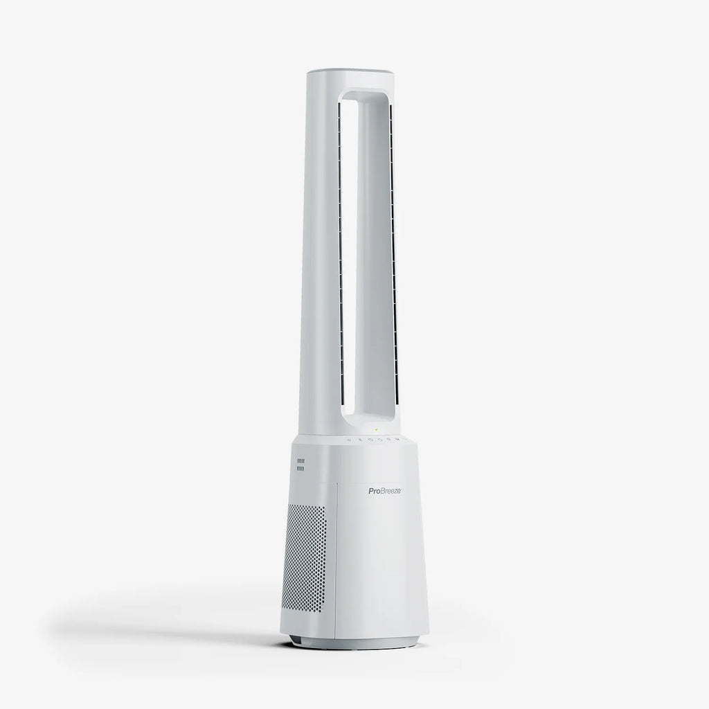 OmniAir 41" Premium Bladeless Tower Fan and Air Purifier with Smart App Control - White
